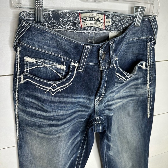 Ariat Real Denim Women’s Jeans Size 27R Mid Rise Bootcut Dark Wash Western - Picture 2 of 5